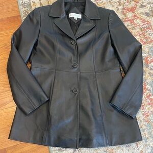 Valerie Stevens Petites New Zealand Lambskin Leather Coat